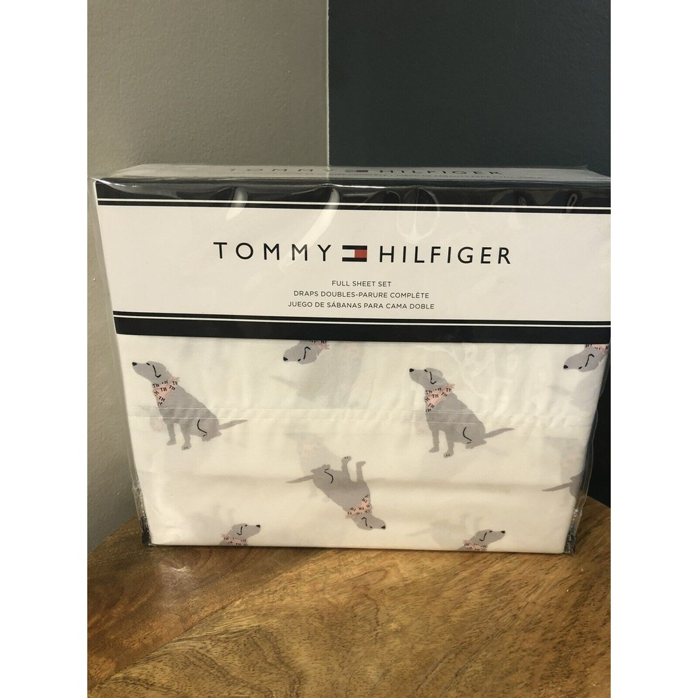 NEW TOMMY HILFIGER DOGS Labrador FULL SHEET SET Pink Scarf 4PC
